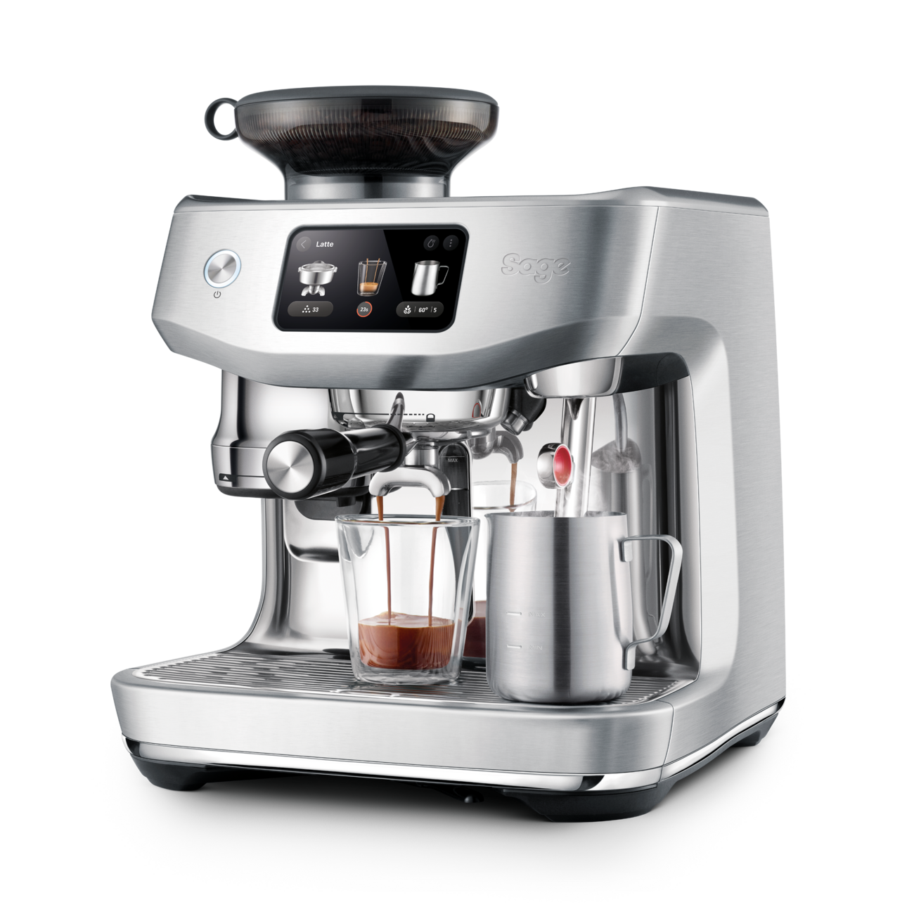 Automatic Coffee Machine With Brushed Stainless Steel Grinder